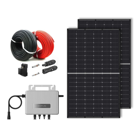 Kituri solare pentru balcon - Kit fotovoltaic pentru balcon 920Wp cu microinvertor EcoFlow STREAM 800W, 2 panouri Canadian Solar 460W si cabluri