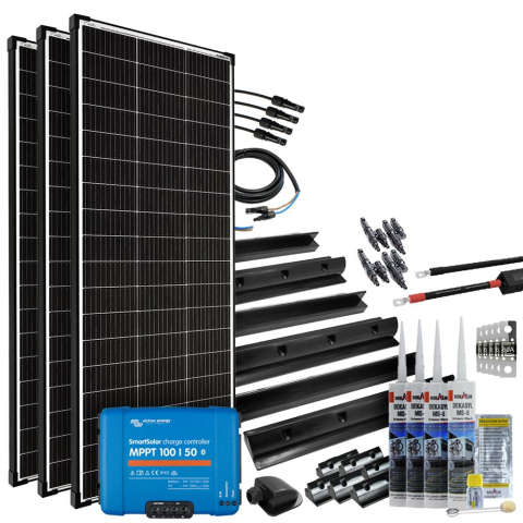 Sisteme fotovoltaice rulota - Kit fotovoltaic pentru rulota 600W, 12V, panouri monocristaline mPremium+ XXL, regulator Victron SmartSolar MPPT 100/50, conectori MC4, protectie IP65 - Copie