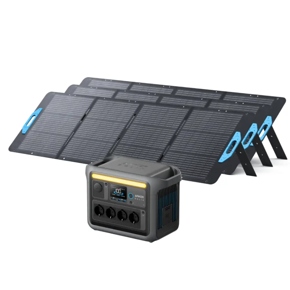 Generatoare Solare Anker - Kit Generator Solar Portabil 1056Wh 1800W Anker Solix C1000X + panou solar 200W (3x)