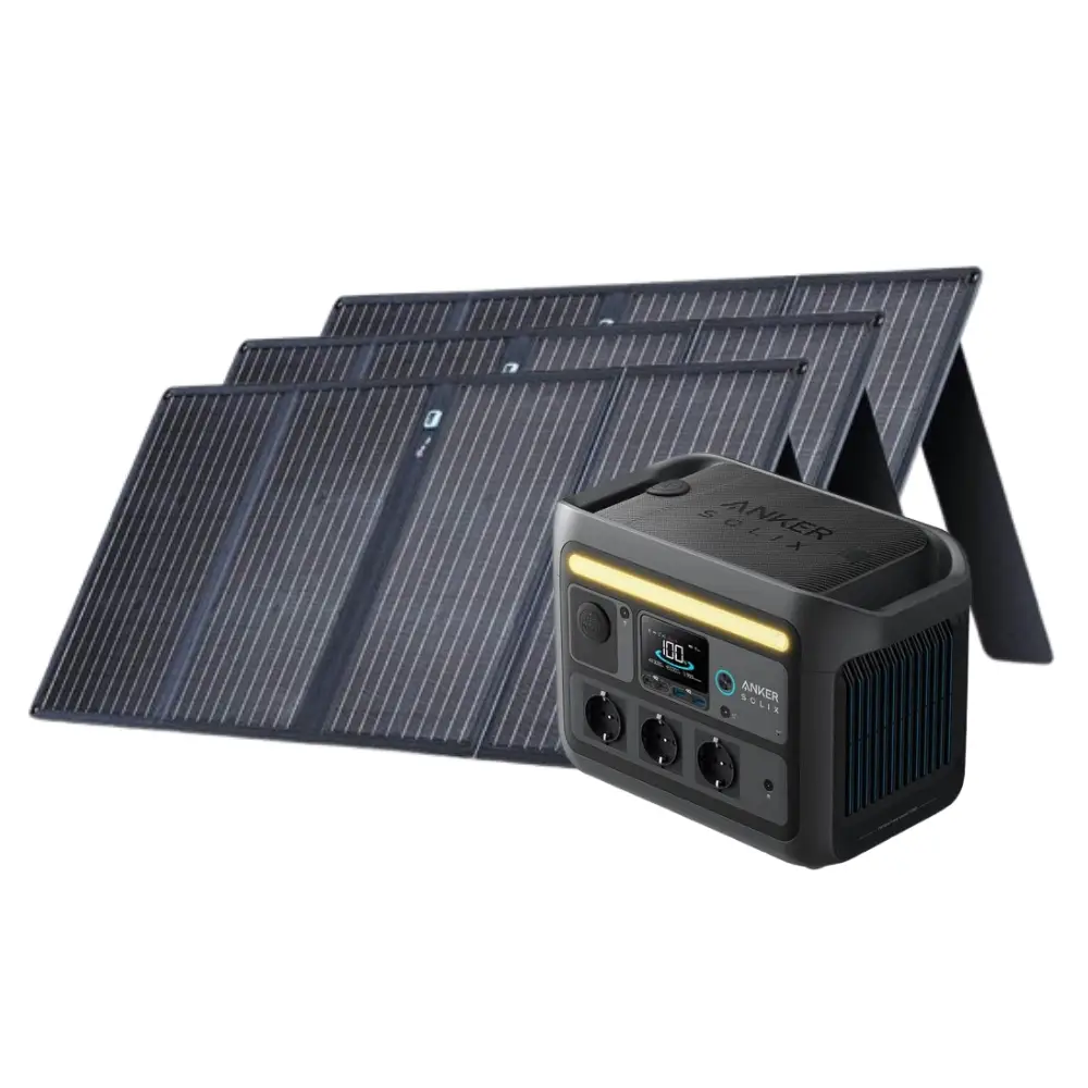 Generatoare Solare - Kit Generator Solar Portabil 768Wh 1200W Anker Solix C800X + panou solar 100W (3x)