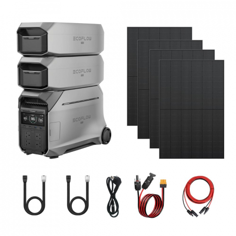 Generatoare Solare - Kit Generator Solar EcoFlow Delta Pro 3 + 2 Baterii Extensie + 4 Panouri Solare Rigide 400W