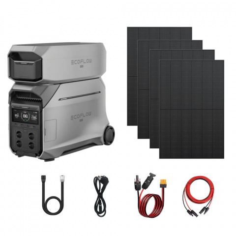 Generatoare Solare - Kit Generator Solar EcoFlow Delta Pro 3 + 1 Baterie de Extensie + 4 Panouri Solare Rigide 400W