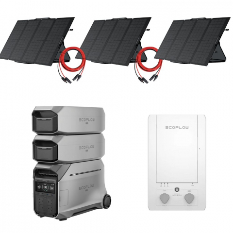 Generatoare Solare EcoFlow - Kit Generator Solar EcoFlow Delta Pro 3 + 2X Baterie Extinsa + Smart Home Panel + panou solar 3 x 400W