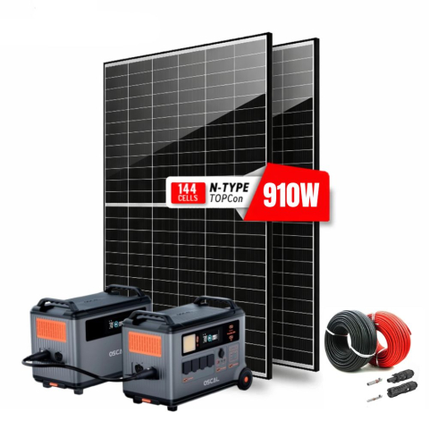 Kituri Generatoare Solare peste 3000W - Kit generator solar Oscal PowerMax 3600 SE 7200Wh 3600W + baterie extensie + 2 × 455W panouri fotovoltaice Canadian Solar + 20m cablu solar