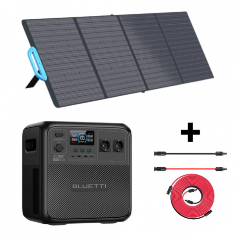 Generatoare Solare - Kit Generator Solar Portabil 1800W 1,433Wh Bluetti AC180T + panou 200W