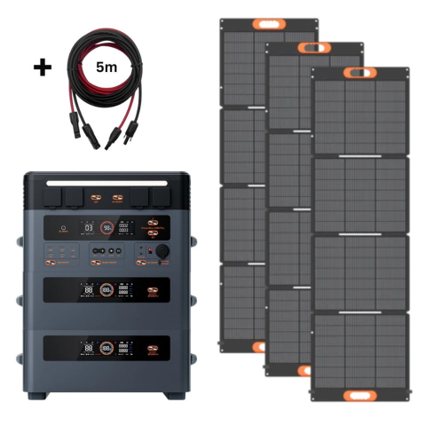 Generatoare solare Oscal - Kit generator solar portabil 2400W 5.9kWh Oscal PowerMax 2400Pro baterie auxiliara + panouri 3 x 200W