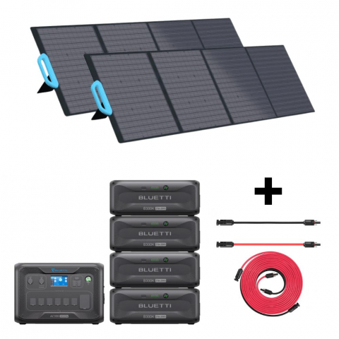 Generatoare Solare - Kit Generator Solar Portabil 3000W 11059.2Wh Bluetti AC300 + B300K + 2X panou 200W