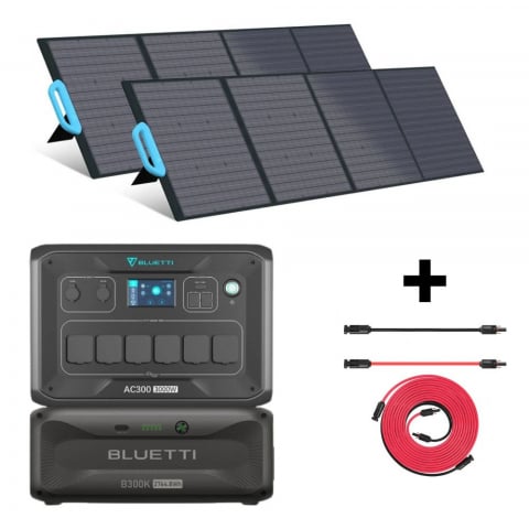 Generatoare Solare - Kit Generator Solar Portabil 3000W 2764.8Wh Bluetti AC300 + B300K + 2X panou 200W