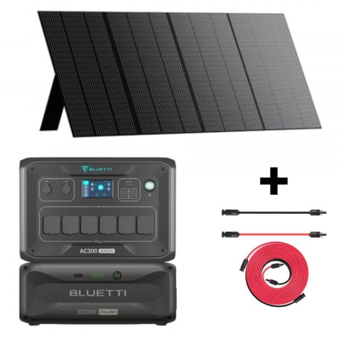 Generatoare Solare - Kit Generator Solar Portabil 3000W 2764.8Wh Bluetti AC300 + B300K + Panou 350W