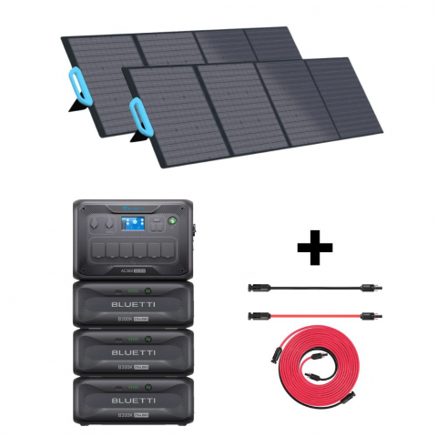Generatoare Solare - Kit Generator Solar Portabil 3000W 8294.4Wh Bluetti AC300 + B300K + 2X panou 200W