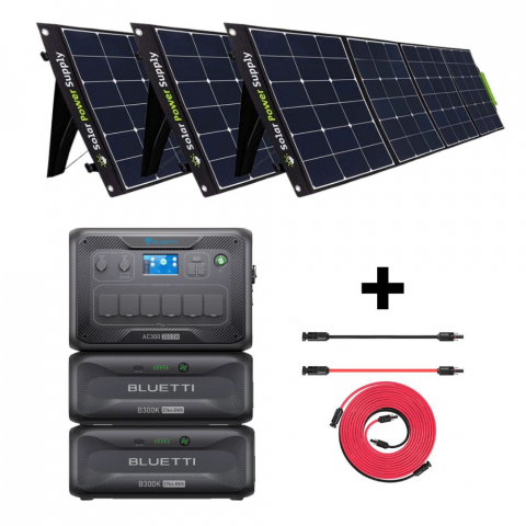 Generatoare Solare - Kit Generator Solar Portabil 3000W 8294.4Wh Bluetti AC300 + B300K + panou 3 x 400W