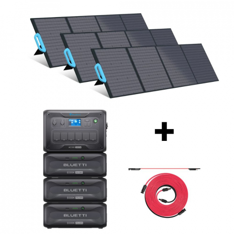 Generatoare Solare - Kit Generator Solar Portabil 3000W 8294.4Wh Bluetti AC300 + B300K + 3X panou 200W