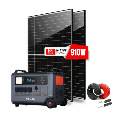 Kituri Generatoare Solare peste 3000W - Kit Generator solar Portabil 3600W 3600Wh Oscal PowerMax 3600 + 2 panouri de 455W CanadianSolar + 20m cablu