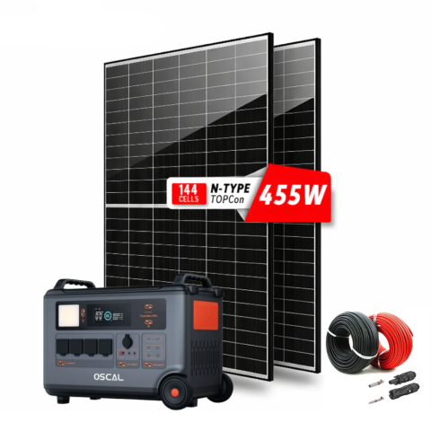 Kituri Generatoare Solare peste 3000W - Kit Generator solar Portabil 3600W 3600Wh Oscal PowerMax 3600 + 2 panouri de 455W CanadianSolar + 20m cablu
