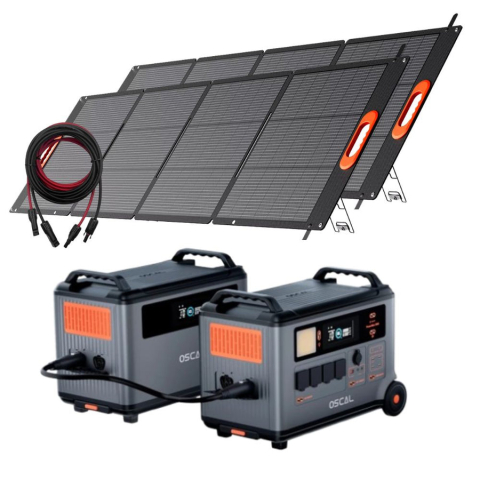 Toate generatoarele solare - Kit Generator solar Portabil 3600W 7200Wh Oscal PowerMax 3600 + baterie de extensie + 2 panouri de 200W