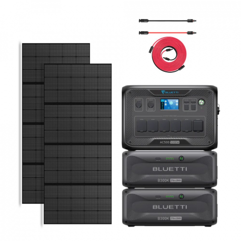 Generatoare Solare - Kit Generator Solar Portabil 5000W 5529.6Wh, Bluetti AC500+B300K + 2X panou 350W