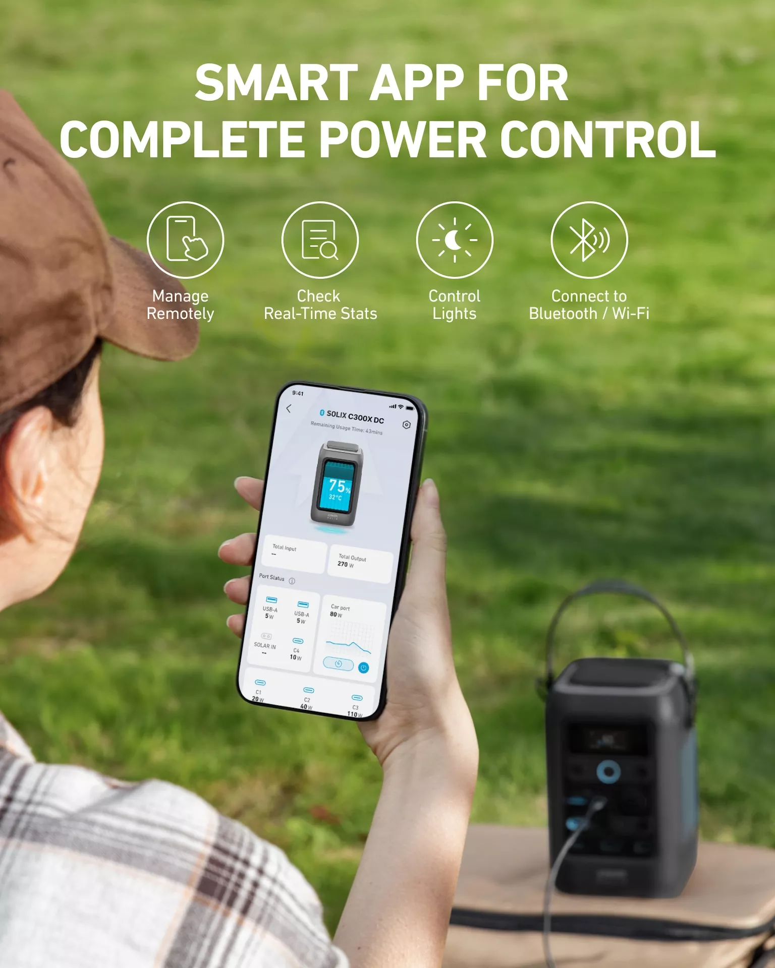 Kit generator solar portabil Anker Solix C300X DC cu Panou solar Anker Solix 60W portabil [8]