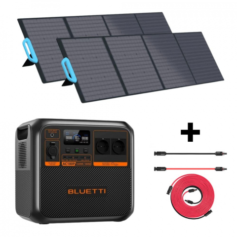 Generatoare Solare - Kit Generator Solar Portabil Bluetti AC180P 1800W 1440Wh LifePO4 cu 2 x panou 200W
