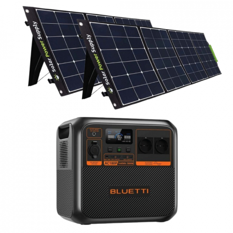 Kit Generator Solar Portabil Bluetti AC180P 1800W 1440Wh LifePO4 cu 2 x panou 200W [1]