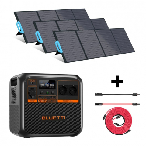 Toate generatoarele solare - Kit Generator Solar Portabil Bluetti AC180P 1800W 1440Wh LifePO4 cu 3 x panou 200W