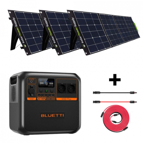Toate generatoarele solare - Kit Generator Solar Portabil Bluetti AC180P 1800W 1440Wh LifePO4 cu 3 x panou 200W