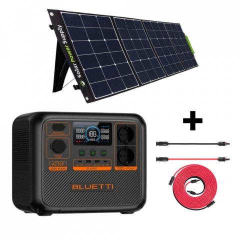 Energie Solara Portabila - Kit Generator Solar Portabil Bluetti AC70P 1000W 864Wh LifePO4 + panou 200W