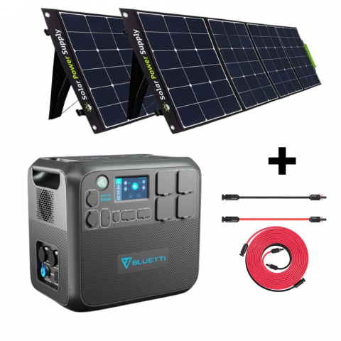 Generatoare Solare - Kit Generator Solar Portabil Bluetti Poweroak 2200W 2048Wh Ac200Max + 2 X panou 400W