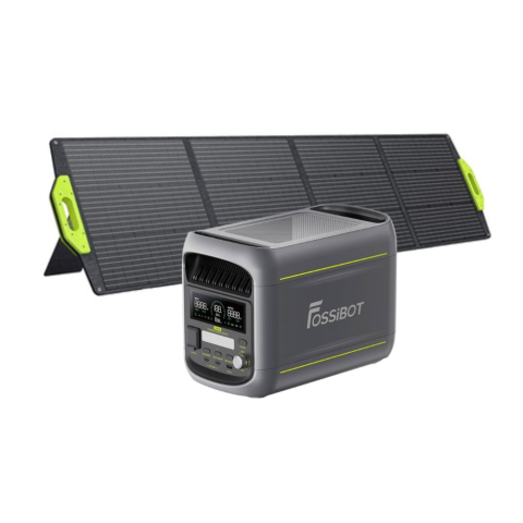 Kituri Generatoare Solare peste 1000W - Kit generator solar portabil FOSSIBOT F1800 de 1800W 1024Wh (gri) cu panou 200W