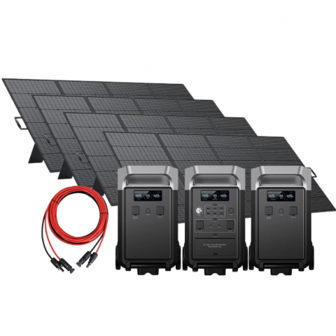 Toate generatoarele solare - Kit generator solar portabil Fossibot F3600 Pro Negru, 3300W, 11.520Wh cu panou 4 x 420W + baterie extensie