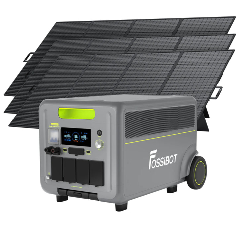 Kituri Generatoare Solare peste 3000W - Kit generator solar portabil FOSSIBOT F7200 7200W 5,2 kWh cu 3 panouri de 400W