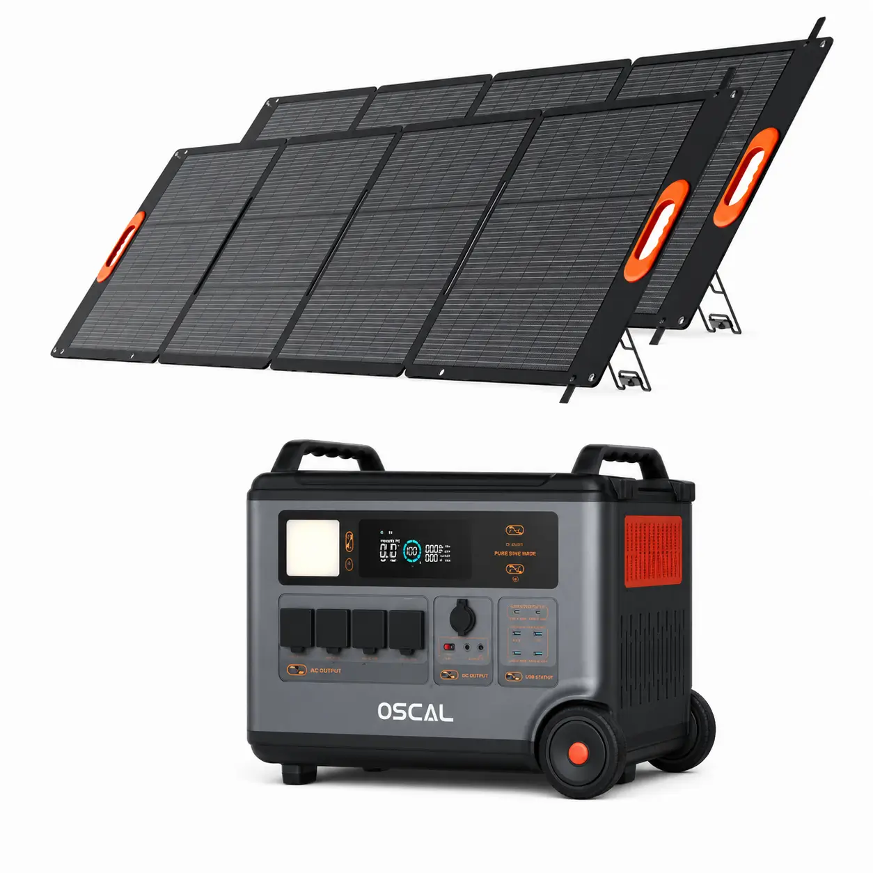 Toate generatoarele solare - Kit Generator solar portabil OSCAL PowerMax 6000W 3600Wh + 2 panouri 200W
