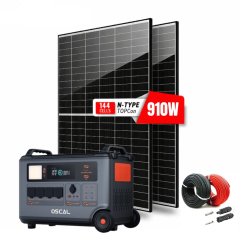 Kituri Generatoare Solare peste 3000W - Kit Generator solar portabil OSCAL PowerMax 6000W 3600Wh + 2 panouri 455W Canadiansolar + 20m cablu