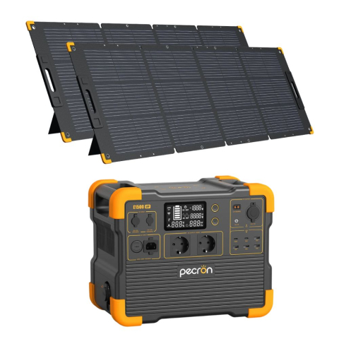 Generatoare Solare - Kit generator solar portabil PECRON E1500LFP, 1536Wh, 2200W, 230V, Baterie LiFePO4 + 2 panouri 200W