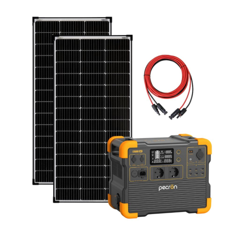 Toate generatoarele solare - Kit generator solar portabil PECRON E1500LFP, 1536Wh, 2200W, 230V, Baterie LiFePO4 cu panou rigid 2 x 150W