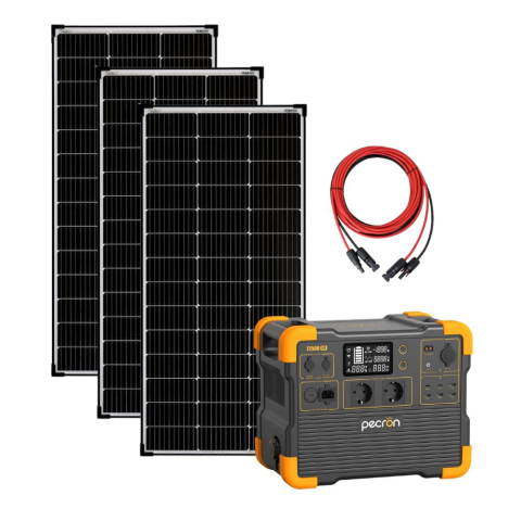 Generatoare solare Pecron - Kit generator solar portabil PECRON E1500LFP, 1536Wh, 2200W, 230V, Baterie LiFePO4 cu panou rigid 3 x 150W