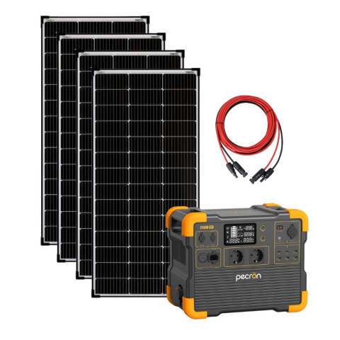 Generatoare solare Pecron - Kit generator solar portabil PECRON E1500LFP, 1536Wh, 2200W, 230V, Baterie LiFePO4 cu panou rigid 4 x 150W