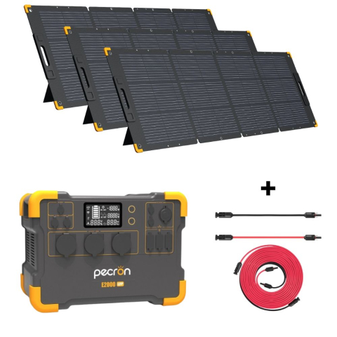 Toate generatoarele solare - Kit generator solar portabil PECRON E2000LFP, 1920Wh, 2000W, 230V, Baterie LiFePO4 cu 3X panou 200W