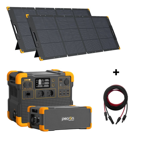 Toate generatoarele solare - Kit generator solar portabil PECRON E2400LFP, 5120Wh, 2400W + 2 Panouri solare 200W