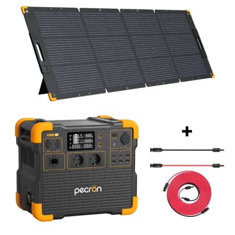 Toate generatoarele solare - Kit generator solar portabil PECRON E2400LFP, 2048Wh, 2400W, 230V, Incarcare super rapida, LiFePO4, Controler MPPT dublu, Protectie BMS + Panou solar 200W