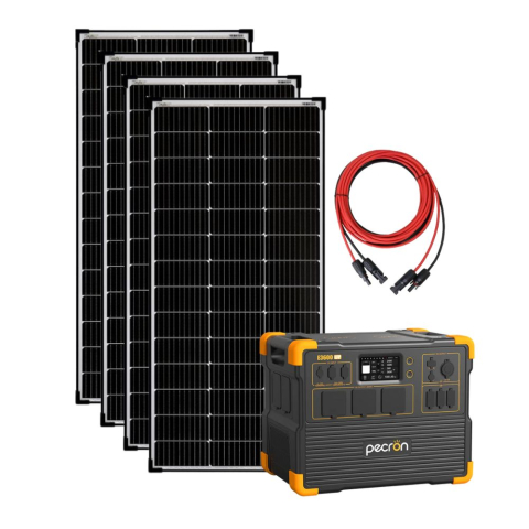 Toate generatoarele solare - Kit generator solar portabil PECRON E3600LFP, 3072Wh 3600W, 230V, afisaj digital, incarcare super rapida 1.5h, baterie LiFePO4, MPPT dual + 4 panouri rigide 150W - Copie