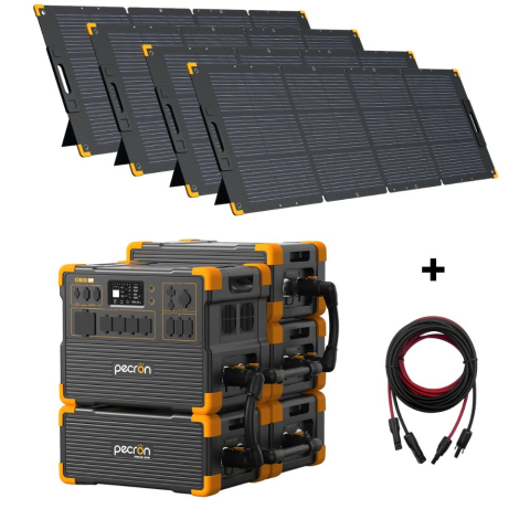 Toate generatoarele solare - Kit generator solar portabil PECRON E3600LFP+EP3000, 15,360Wh 3600W + 4 panouri 200W