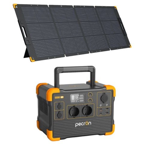 Toate generatoarele solare - Kit generator solar portabil PECRON E600LFP, 614Wh, 1200W, 230V, Baterie LiFePO4 cu panou 200W