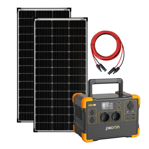 Toate generatoarele solare - Kit generator solar portabil PECRON E600LFP, 614Wh, 1200W, 230V, Baterie LiFePO4 cu panou rigid 2 x 150W