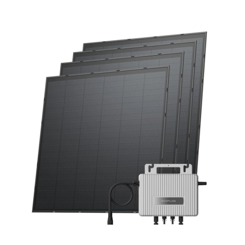 Kituri solare pentru balcon - Kit Solar Balcon EcoFlow STREAM 1000Wp, Microinvertor 800W, 4 Panouri Solare Bifaciale 250W, Sistem de Prindere Inclus