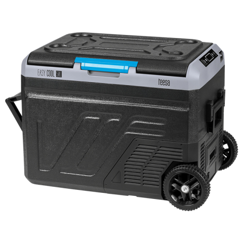 Energie Solara Portabila - Lada frigorifica profesionala cu compresor, Troller, 50 l, Panou tactil, Porturi USB-A, USB-C, Alimentare DC 12/24 V si adaptor 220 V, aplicatie Smart