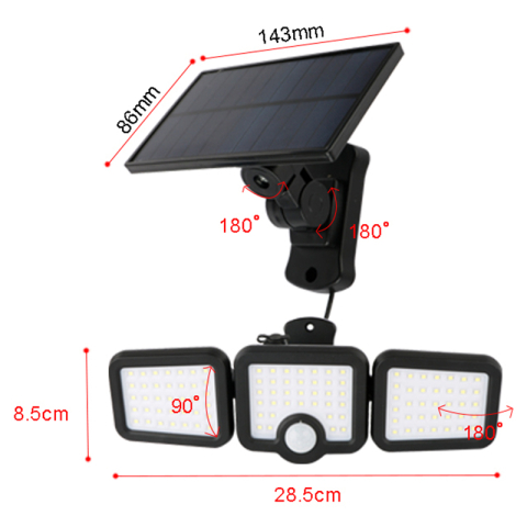 Lampa LED solara 10W 6000K cu senzor de miscare PIR si telecomanda IP65 [5]