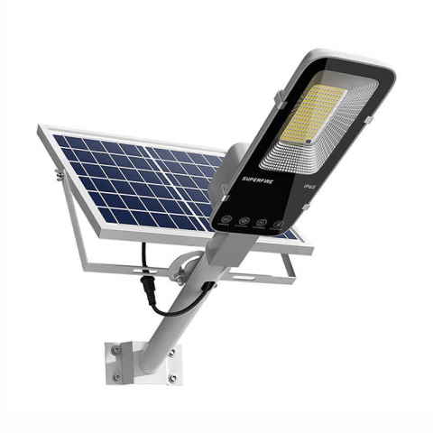 Lampi solare - Lampă stradală solară LED Superfire FF5-D, 1400 lm, acumulator 20.000 mAh, panou solar și telecomandă