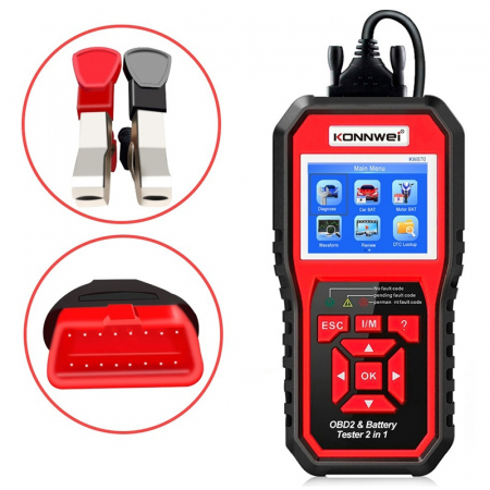Tester baterii si diagnostice OBD II KONNWEI KW870, 2 in 1, pentru masini 12V, functii complete [2]