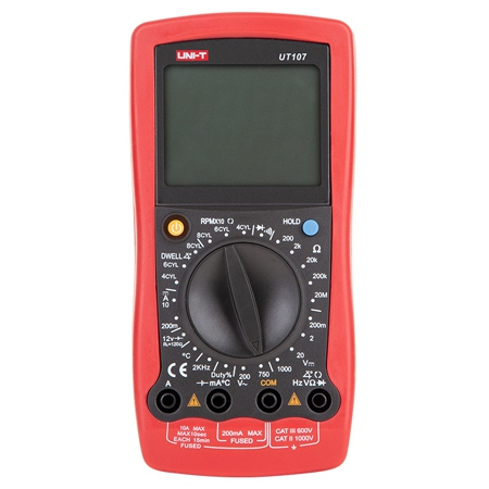 Instrumente de masura - Multimetru Digital Uni-T UT107, Masurare RPM si Unghi Dwell, Temperatura 1000°C, Tensiune DC/AC, Curent, Rezistenta