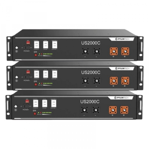 Acumulatori de stocare - Pachet 3X Acumulator Pylontech US2000C 48V 2,4 kWh, baterie LifePo4 2400 Wh